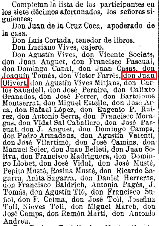 Ganadores de la Lotería de 1905.