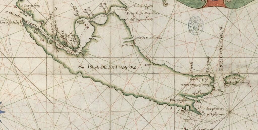 Isla de Xàtiva en el mapa de Diego Ramírez.