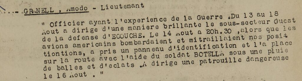 Citación de Amado Granell del 20 de agosto de 1944.