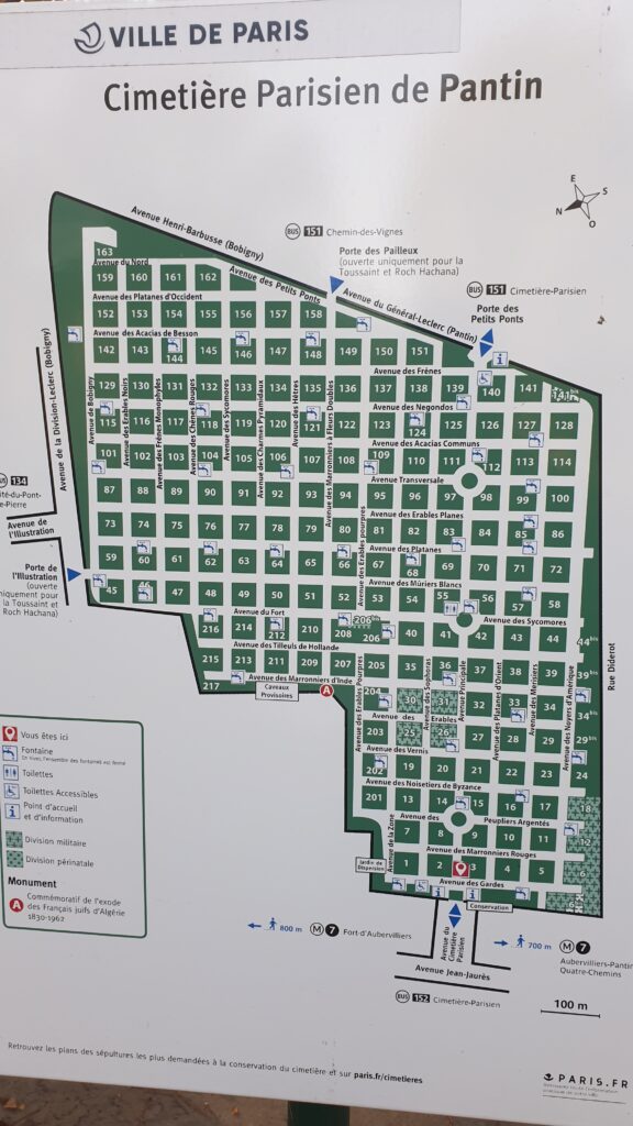 Mapa del cementerio de Pantin donde está enterrado Ricardo.